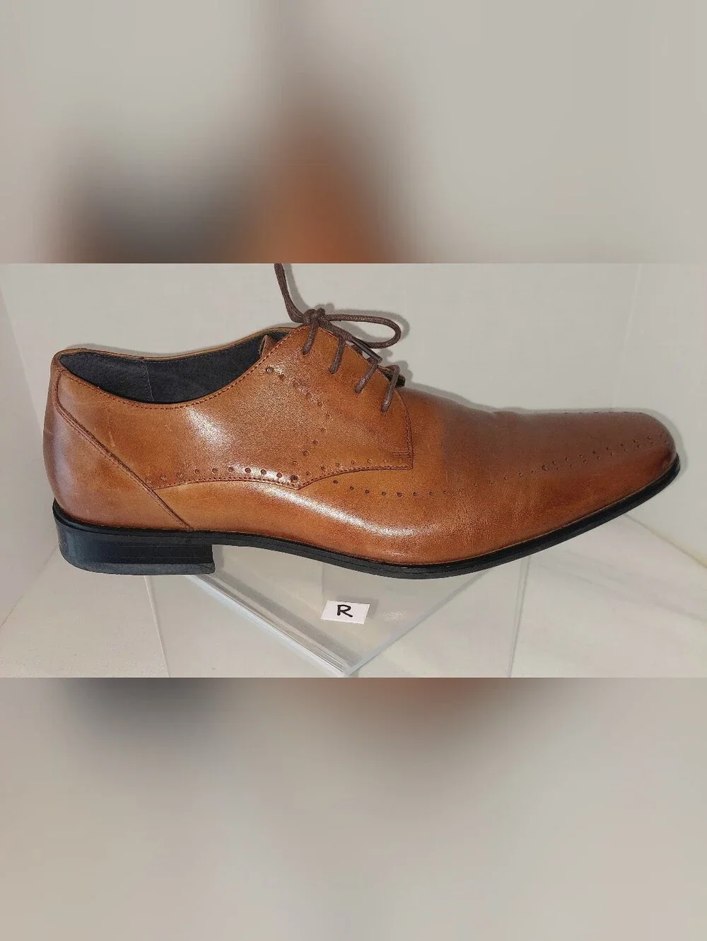 Stacy Adams Cognac Brown Leather Lace-Up Oxfords